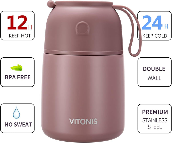 Thermobehälter für Essen 500ml Kinder Edelstahl Isolierbehälter Gefäss für warme Speissen, Essen, Su
