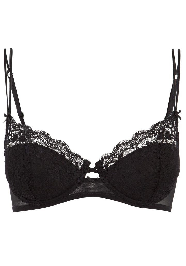 s.Oliver Damen Push-up-BH mit zarter, transparenter Spitze 80A Schwarz, 80A Schwarz