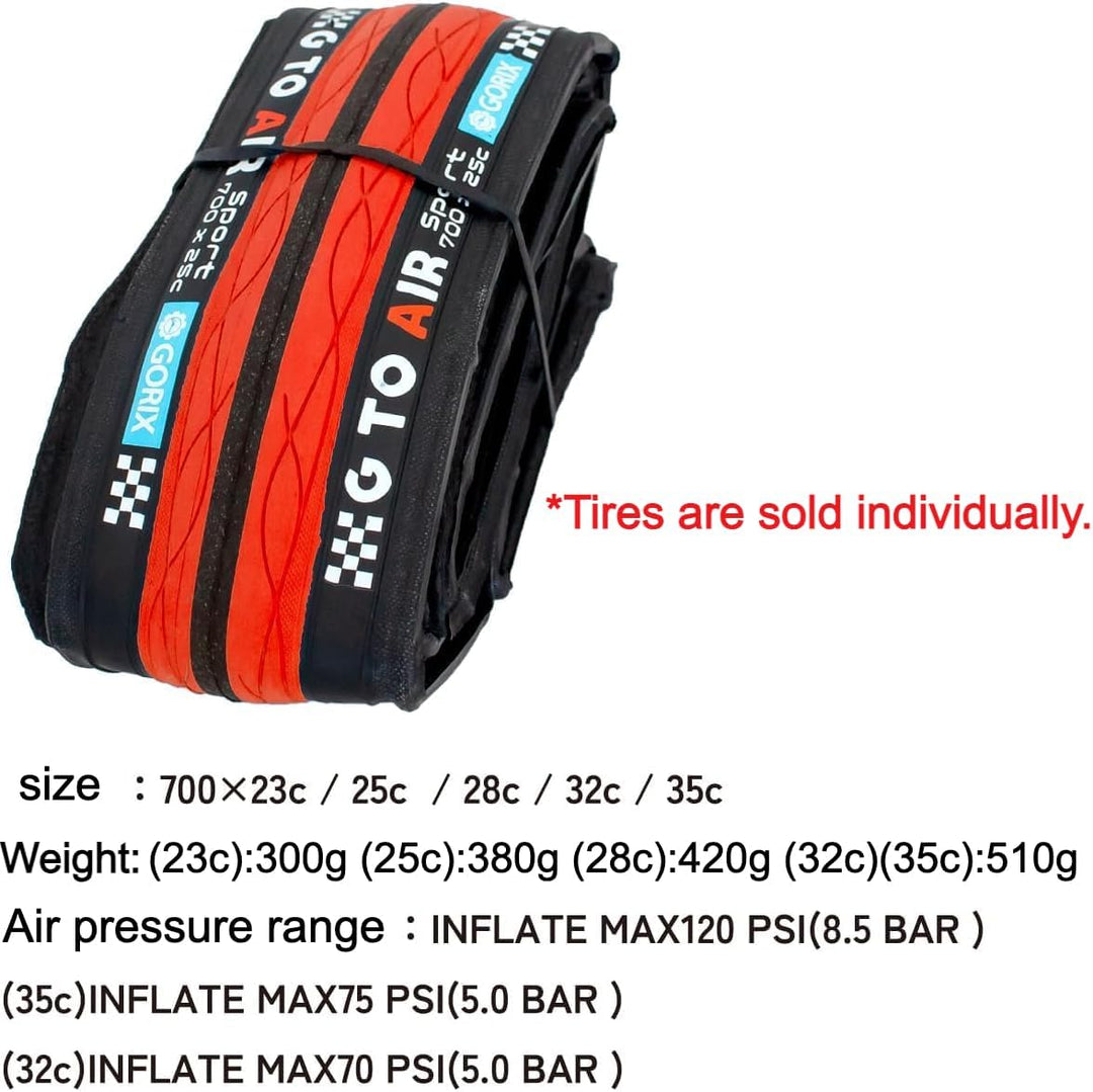 GORIX Rennradreifen 700×23C 25C 28C 32c 35c Fahrrad (Gtoair) 700×28c All Black(1 Tire), 700×28c All