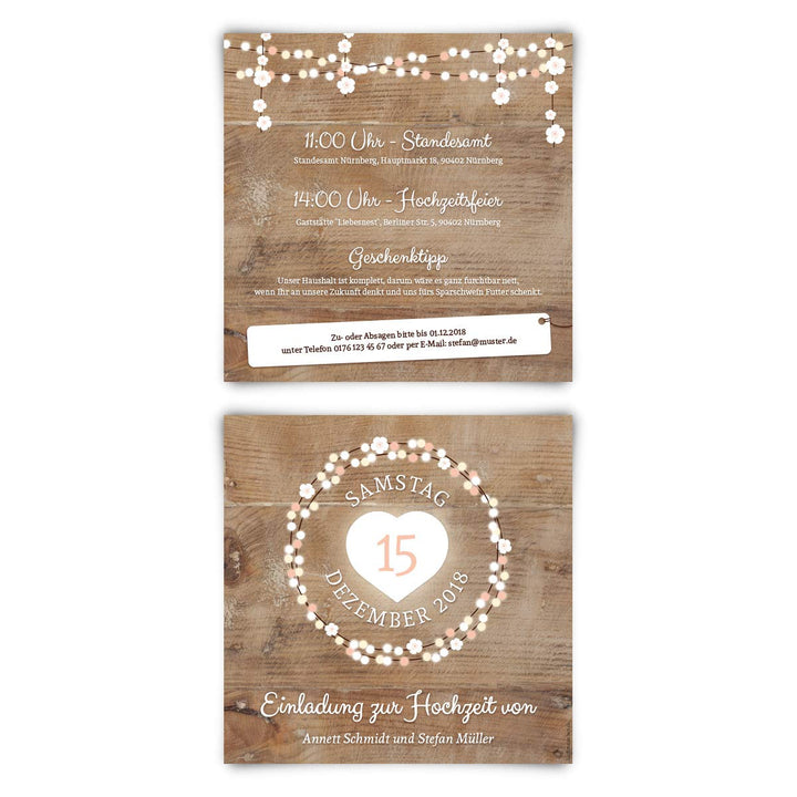 Kartenmachen.de 10 x Hochzeitseinladungen Einladungen zur Hochzeit individuell Text Gestaltung - Hol