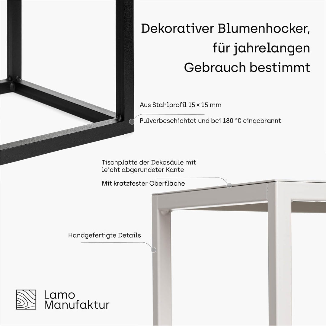 LAMO Manufaktur Blumenständer Metall Schwarz 68 cm | Pflanzensäule für Innenräume - Wohnzimmer, Schl