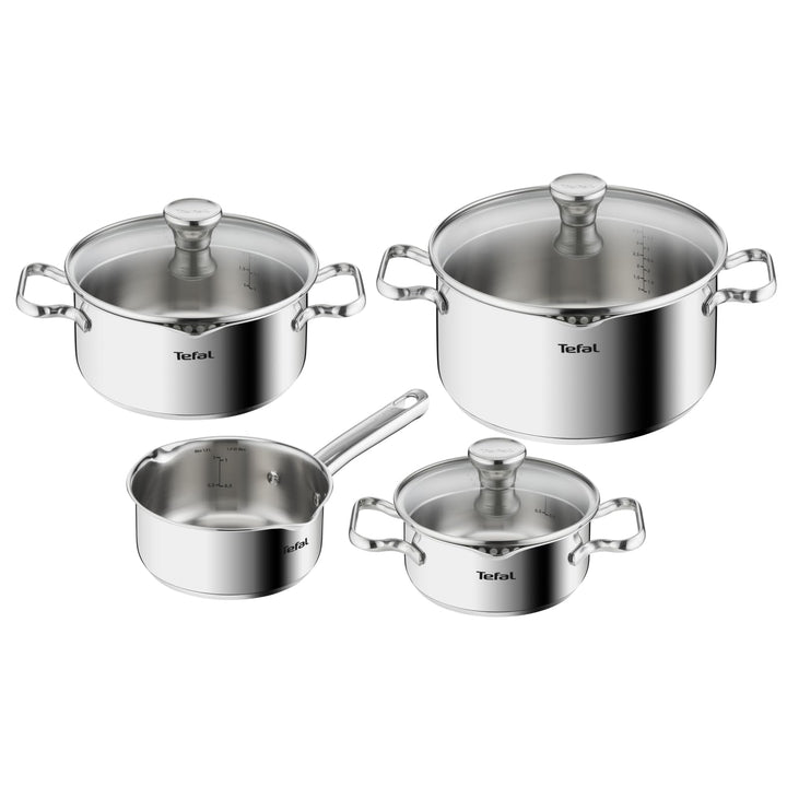 Tefal Duetto Edelstahl Kochtopfset, 7-teilig, Töpfe induktionsgeeignet, für alle Herdarten geeignet,