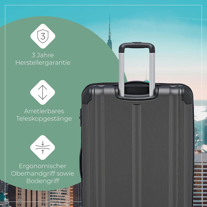 Travelite Hartschalenkoffer gross, erweiterbar, 4 Rollen, City, Trolley mit kratzfester Oberfläche,