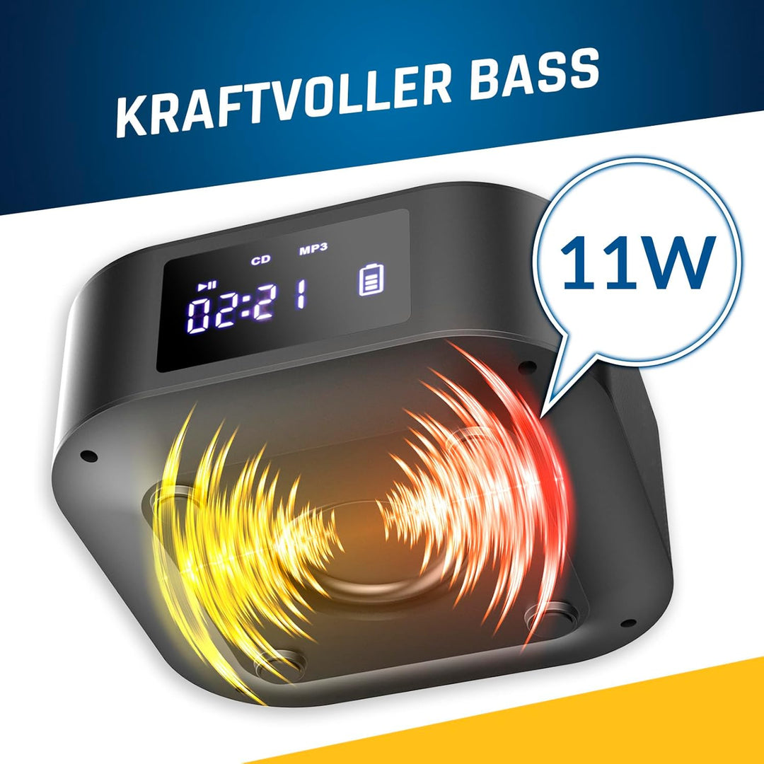KLIM Boombox E1 Radio mit CD Player - CD-Hülle - BASS Boost mit Tieftöner - FM Radio, MP3, Bluetooth