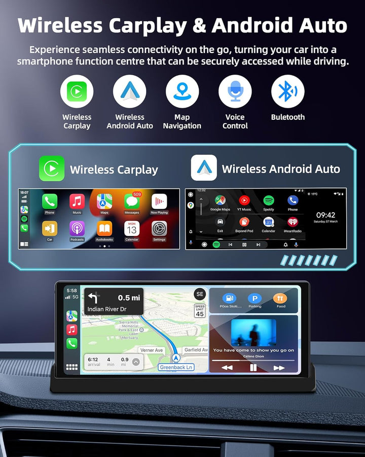 2026 Einzigartig Carplay Display Android Auto Display mit Basishalterung, 10,26 Zoll Auto Bildschirm