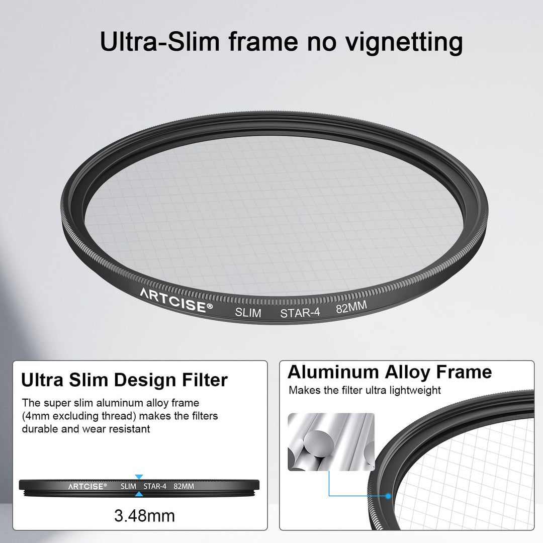 ARTCISE 67 mm Sternfilter-Set, 4 Punkte, 6 Punkte, 8 Punkte, Kreuzstern-Spezialeffekte, optische Gla