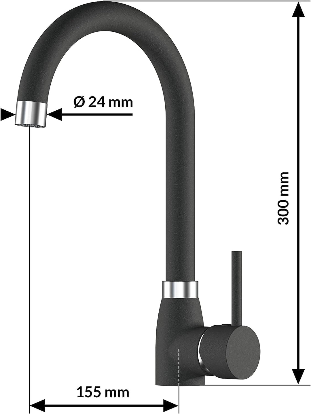 GRANMASTER Caro Granitspüle 1 Becken mit Armatur und Siphon - Spülbecken Arbeitsplatte Küche Waschbe