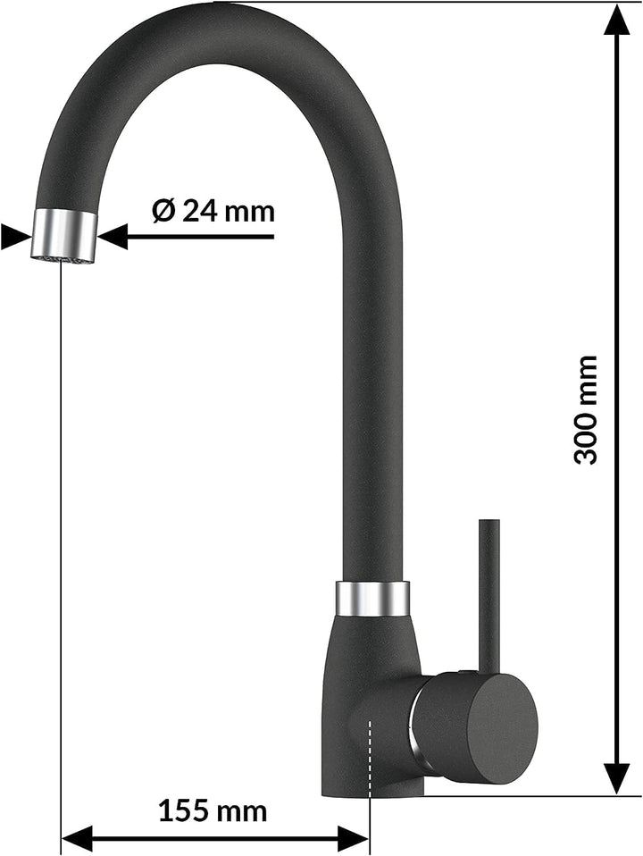 GRANMASTER Caro Granitspüle 1 Becken mit Armatur und Siphon - Spülbecken Arbeitsplatte Küche Waschbe