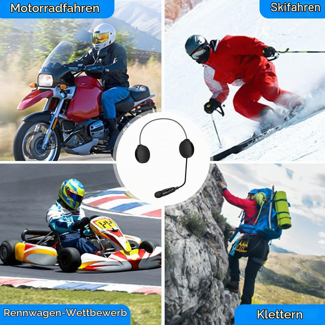 EJEAS E1+ Bluetooth Motorradhelm-Headset, Bluetooth 5.1 Wasserdichter Motorradhelm-Kopfhörer mit Ger