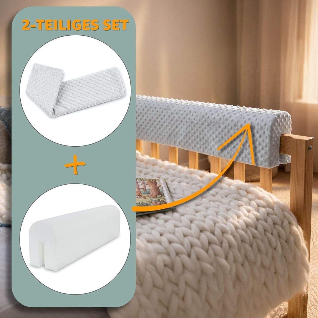 Bettkantenschutz für Kinderbetten Minky 80 cm - Schutz für Bettrahmen Baby Bett rausfallschutz für b
