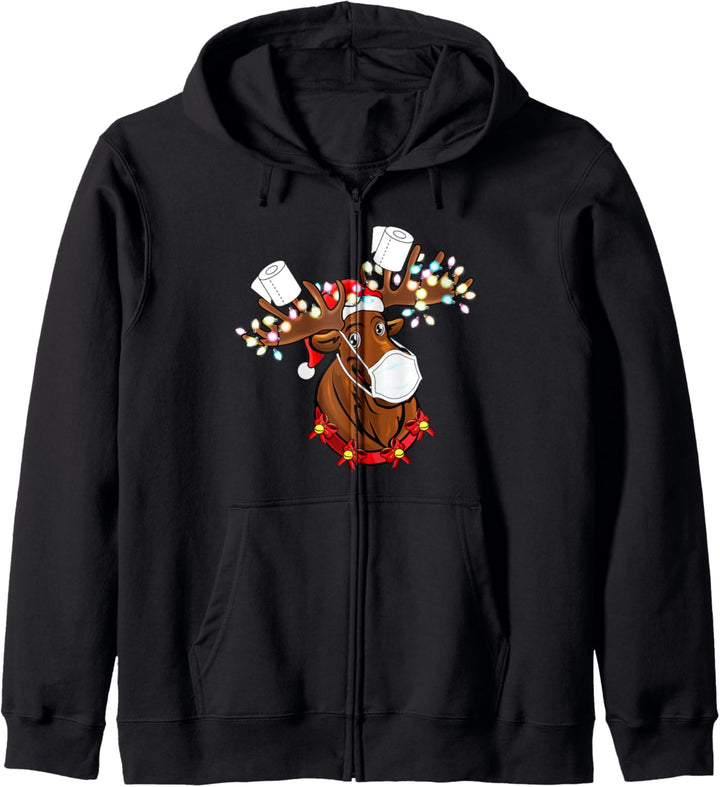 Funny 2020 Christmas Quarantine Shirt Reindeer Face Mask Kapuzenjacke