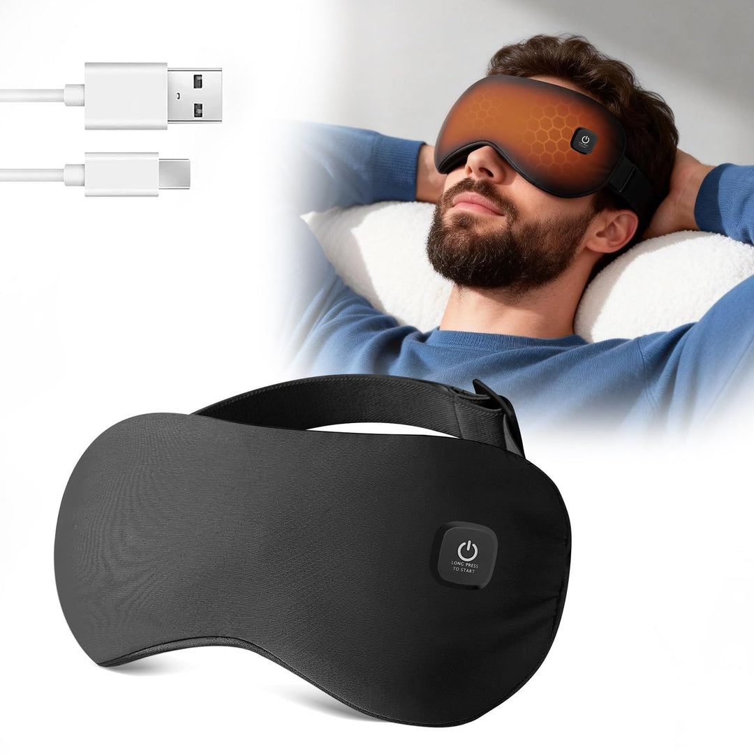 Wärmebrille kabellos mit Akku, Augenmaske wärmend mit 3 Stufen, waschbar und wiederaufladbar, wärmem