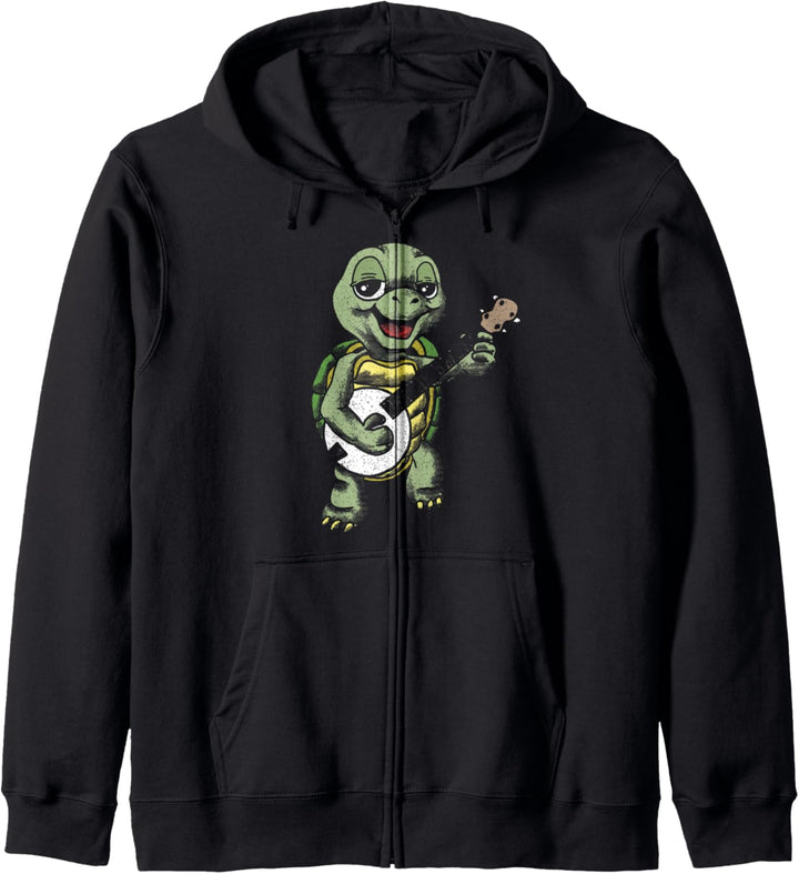 Banjo Picking Turtle Cute Funny Terrapin Music Graphic Kapuzenjacke