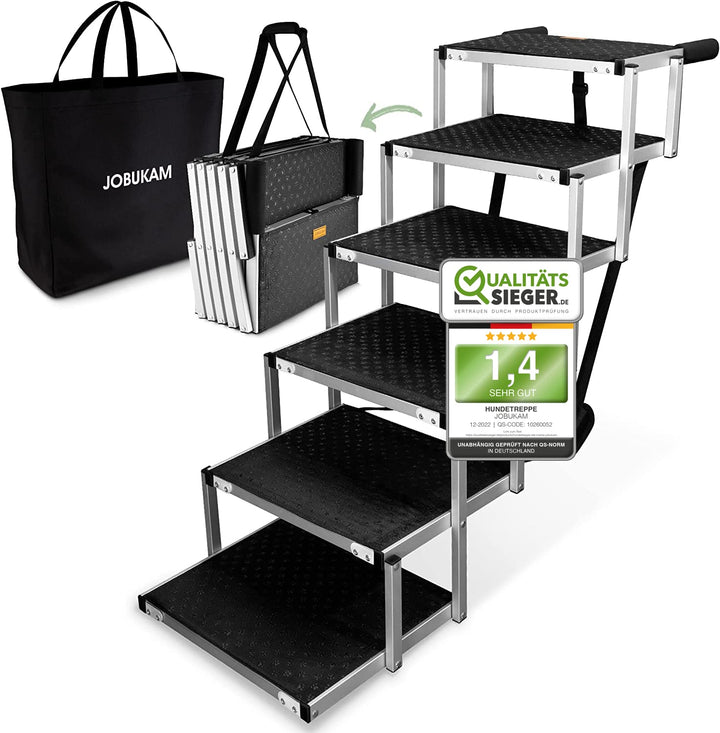 JOBUKAM Hundetreppe Auto 80cm - Extra Stabile 6 Stufen Hundeleiter bis 70kg - Faltbare Hundetreppe f