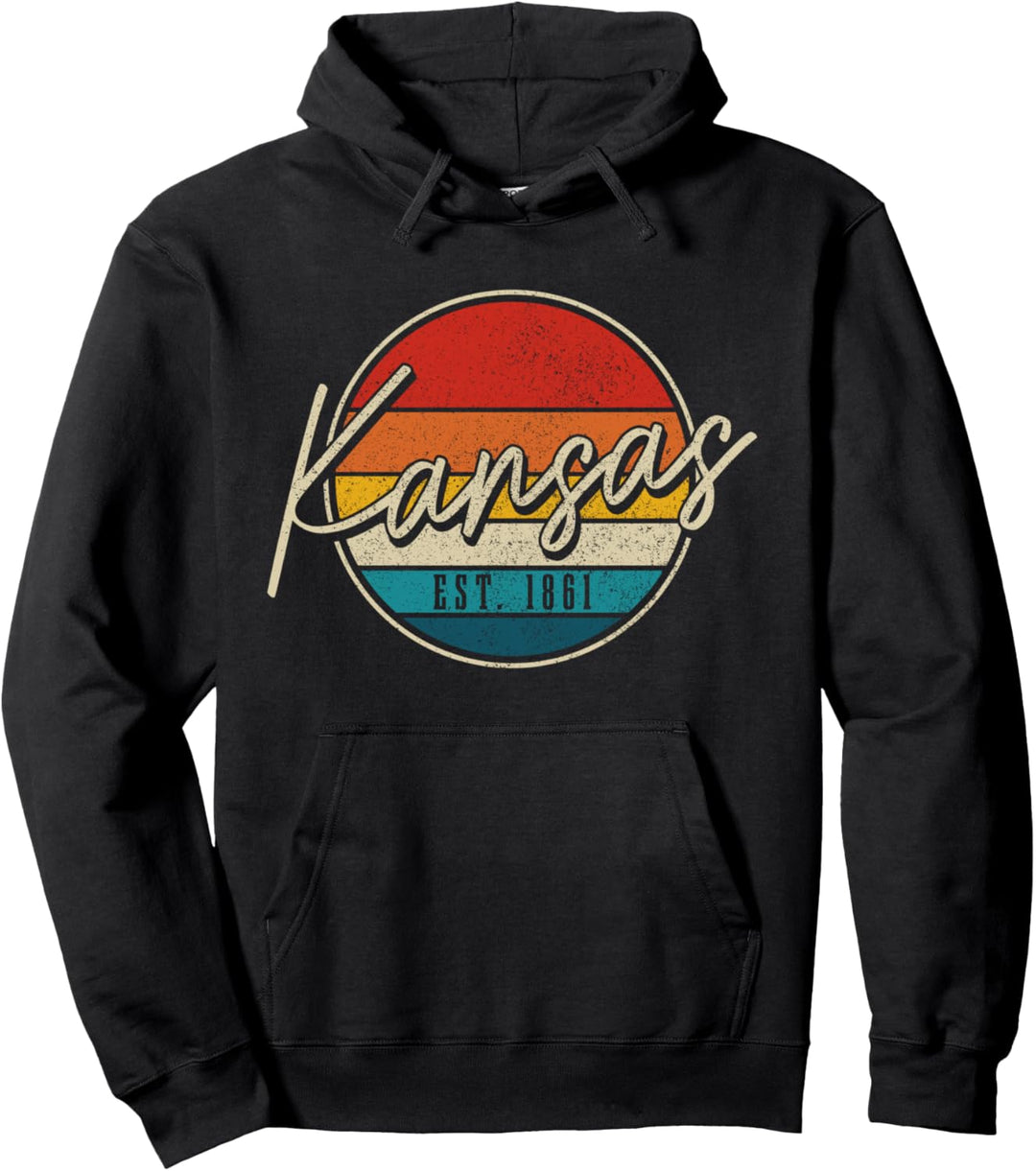 Kansas Est. 1861 Vintage USA Amerika Souvenir Pullover Hoodie