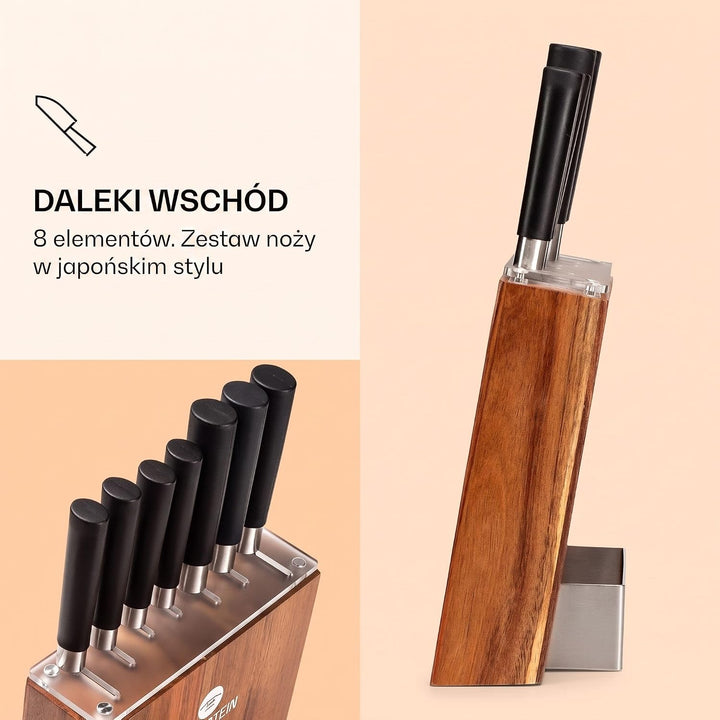 Klarstein Kitano Messerblock - Küchenmesser Set 8-teilig, Messerblock mit Messer: 7 verschiedene Mes