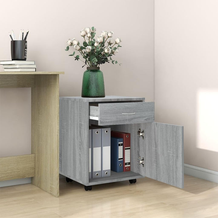 Rollcontainer mit Schublade und Tür, Büroschrank für Wohnzimmer, Schlafzimmer, Office, Robust und la