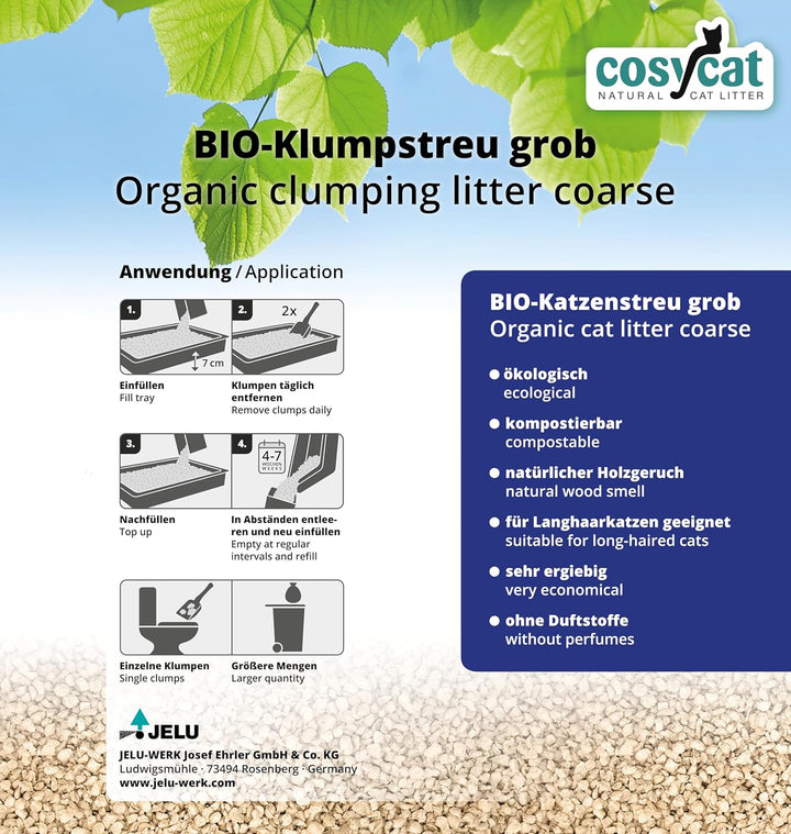 COSYCAT Klumpendes Bio-Katzenstreu aus Holz GROB [Limited Edition] – 40 l – in der Toilette entsorgb
