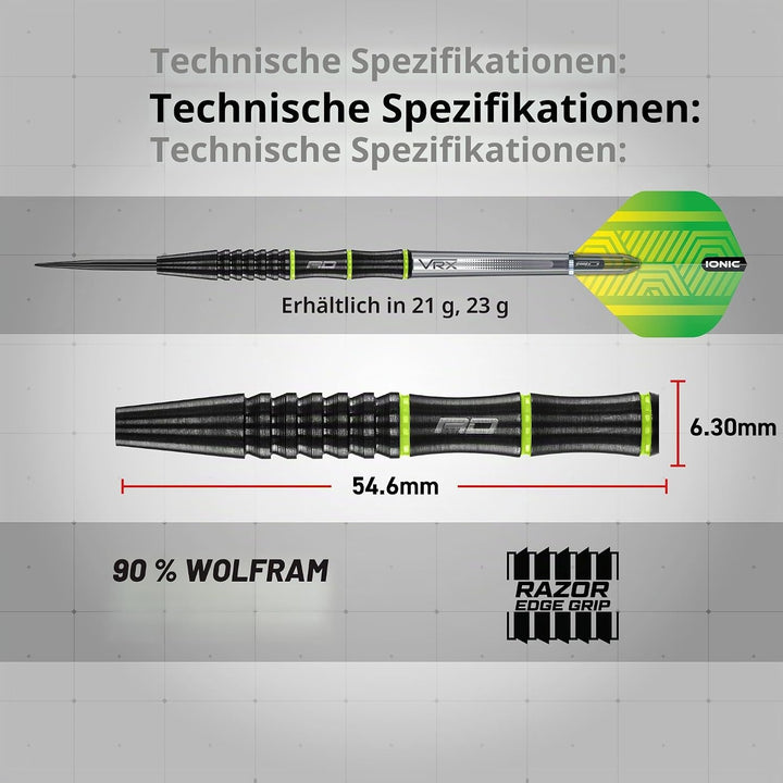 RED DRAGON Freestyle Tungsten Darts Set mit Flights und Schäfte 21.0 Gramm, 21.0 Gramm