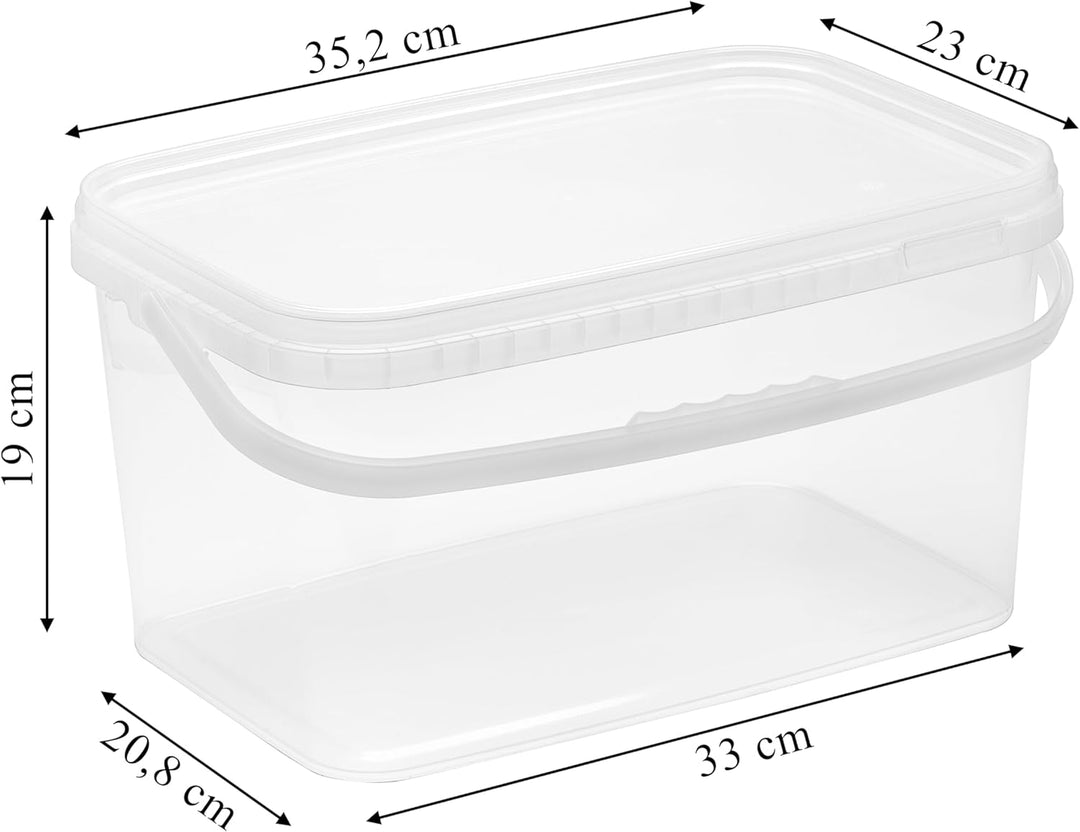 Nipter Eimer mit Deckel 12l, Plastikeimer rechteckig, Eimer lebensmittelecht transparent, 5 Stück 12