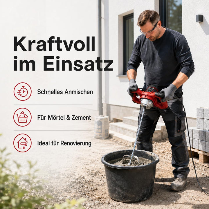 LDHTHOPI Mörtelrührer,2200W Rührwerk mit 6-Gang-Getriebe, Soft-Start-Funktion,max.800 U/min,M14 Schn