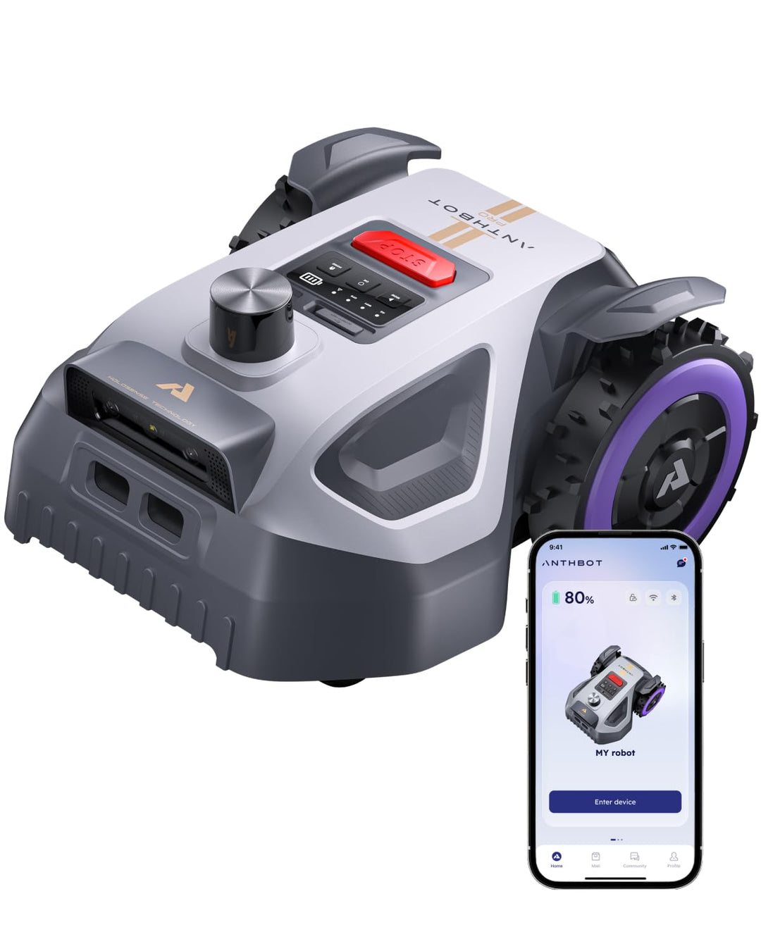 ANTHBOT M9 Pro Mähroboter ohne Begrenzungskabel – HoloSense 4-in-1 Navigation (360° LiDAR, RTK/NetRT