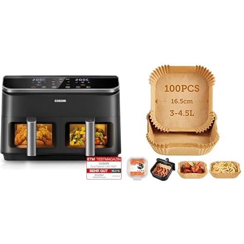 COSORI R901 Heissluftfritteuse & Backpapier für Heissluftfritteuse R901 mit Backpapier 8.5 L Schwarz