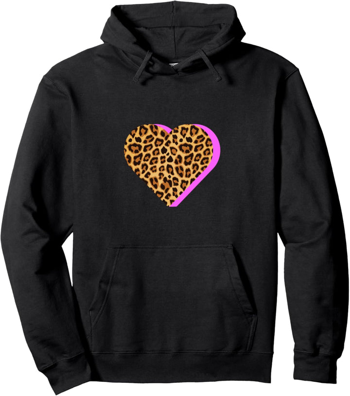 Gepard Druck Herz Pullover Hoodie