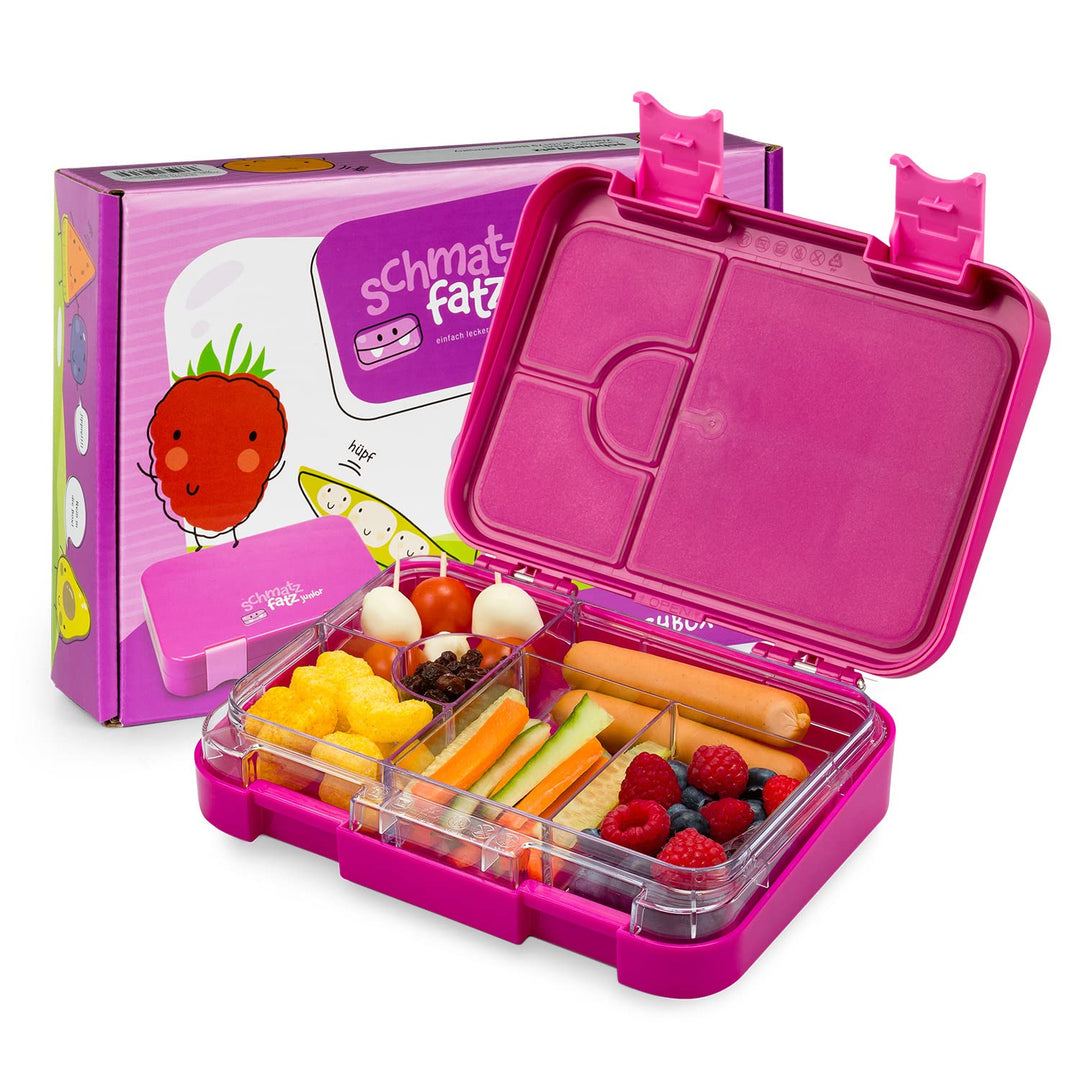 schmatzfatz Junior Brotdose Kinder mit Fächern, BPA Frei Lunchbox Kinder, Bento Box Kinder, Brotbox