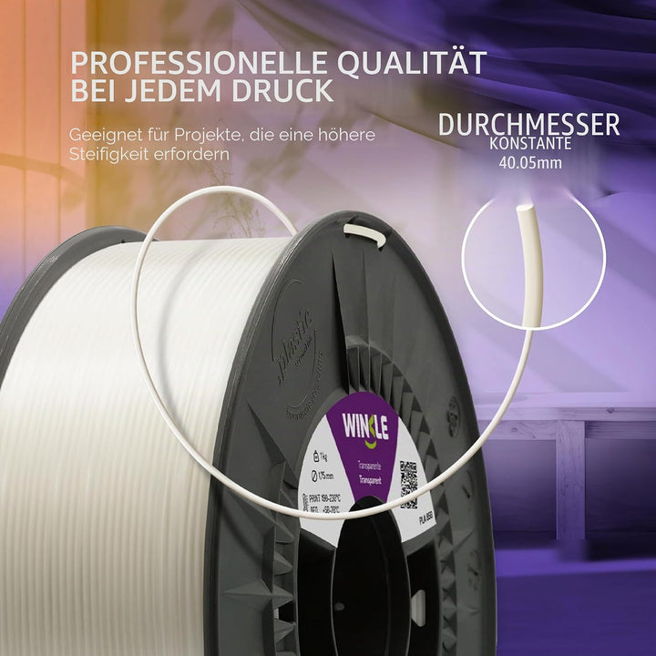 Winkle Pla 850 Filament | Pla 2,85 mm | 3D-Druck | Pla Ingeo 850 | 3D-Filament | Transparente Farbe