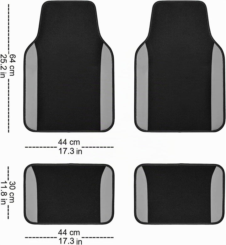 Flying Banner Universal Sitzbezug Auto Komplettset mit rutschfesten Auto-Fussmatte (Combo Set, Grau)
