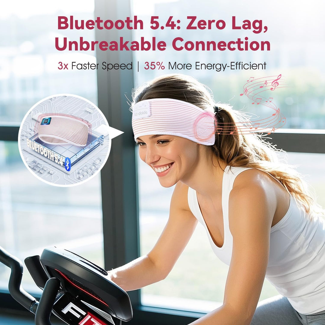 LC-dolida Schlafkopfhörer Ultra-Soft Bluetooth-Stirnband mit 4-Wege Stretch & No-Slip Yoga Stirnband