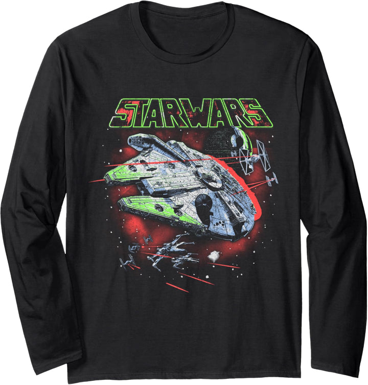 Star Wars Millennium Falcon Bright Vintage Poster Langarmshirt
