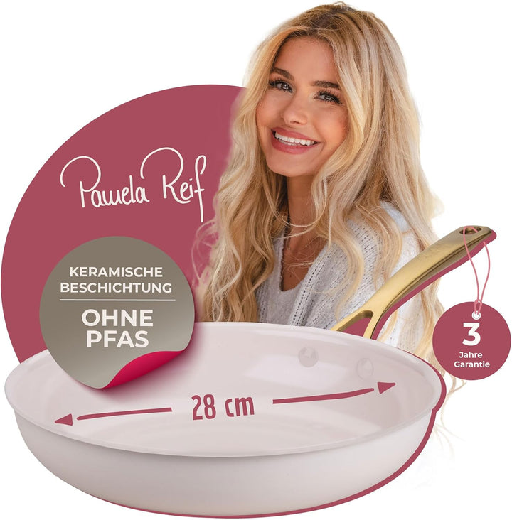 FACKELMANN x Pamela Reif Bratpfanne Ø 28 cm – aus recyceltem Aluminium mit PFAS-freier keramischer B