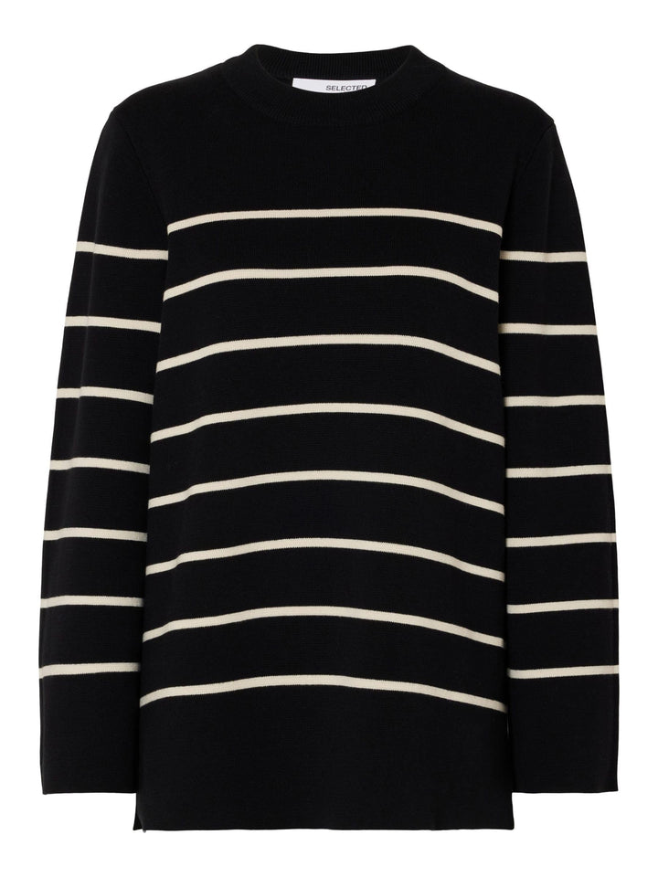Selected Femme Female Strickpullover Oversize S Black/Stripes:birch, S Black/Stripes:birch