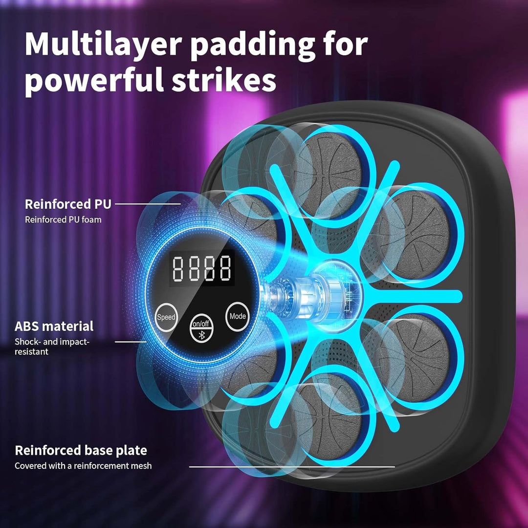 RevFit Music Boxing Machine mit LED-Lichtern, Bluetooth, 9 Geschwindigkeitsmodi &amp; Zählmodus, Elektro