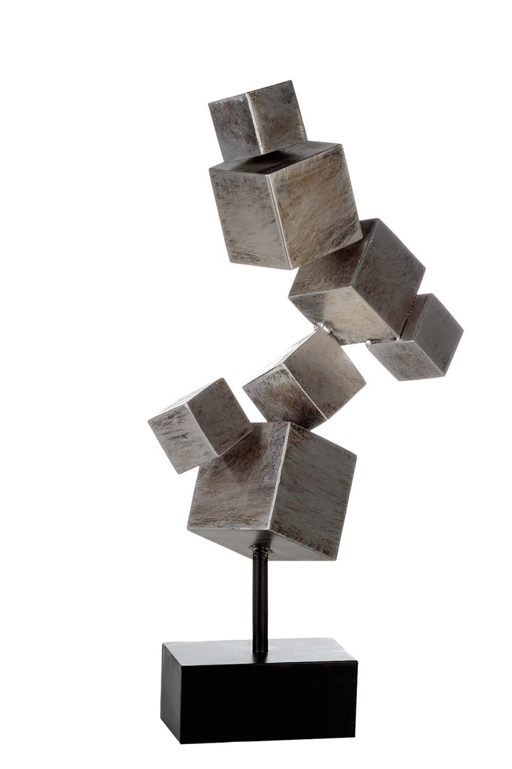 Casablanca Skulptur -aus Metall - Silber-Antik-Finish -schwarzer Sockel H 56 cm