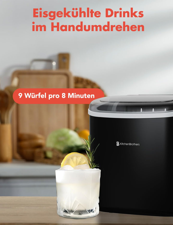 KitchenBrothers Eiswürfelmaschine Klein - Crushed Ice Maschine - Eiswürfel Maschine, Würfel - Ice Cu