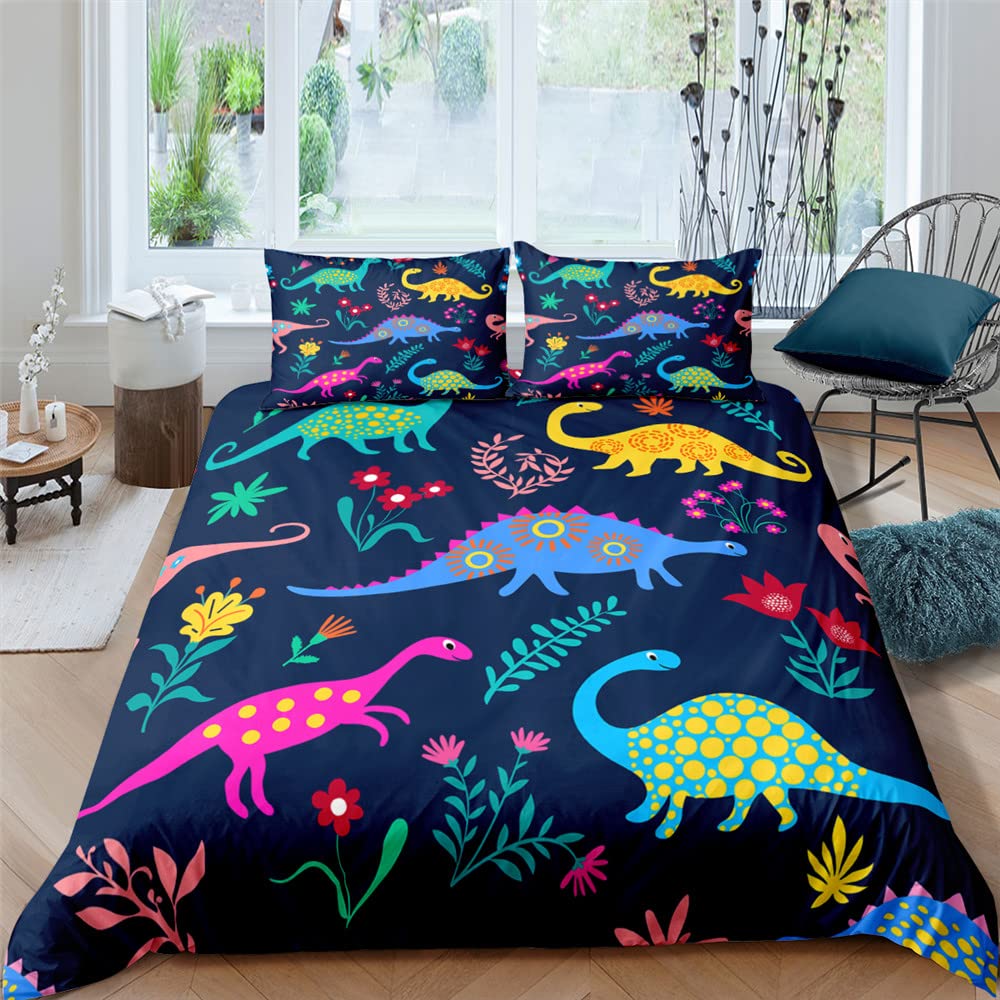 XPINGO Kinder Bettwäsche Dinosaurier 135x200 cm 2teilig Jungen und Mädchen Mikrofaser Weiche Winter
