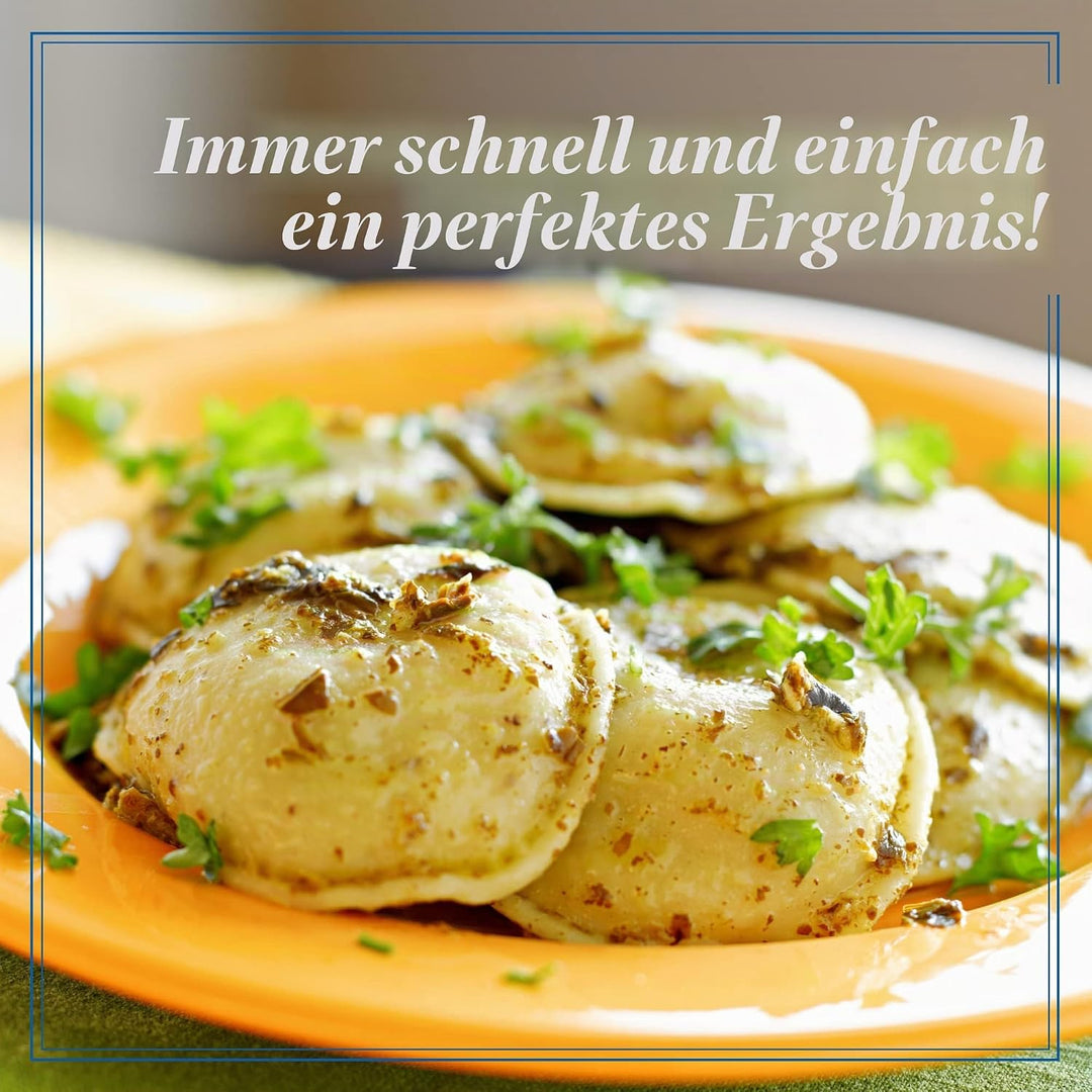 La Gondola Set mit 2 Hausgemachten Ravioli-Stempeln - Rund Glatt 38mm &amp; Quadratisch Gewellt 45x45mm