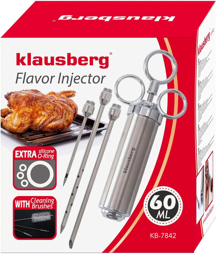 Bratenspritze Stahlspritze Fleisch Marinieren Pökeln Spritze 60ml KLAUSBERG KB-7842