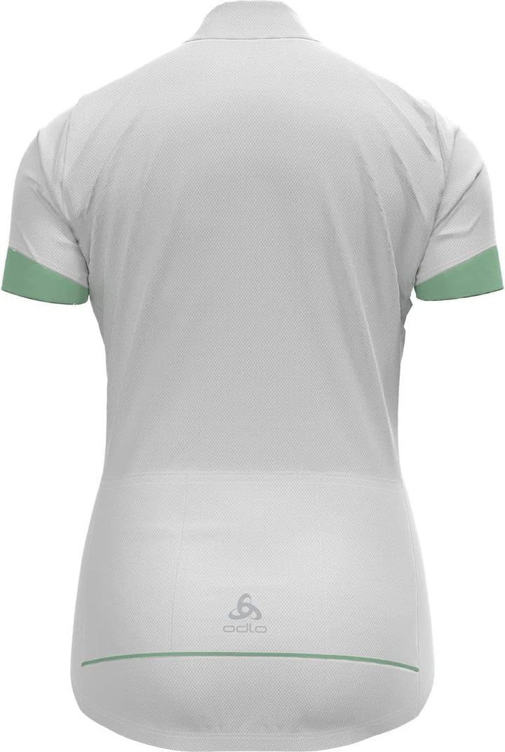 Odlo Damen Essentials_411971 Radtrikot halber Reissverschluss (1er Pack) L White - Hemlock, L White