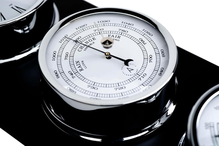 Autonautic - Nautische Wetterstation aus verchromtem Messing - Uhr, Barometer und Thermohygrometer,