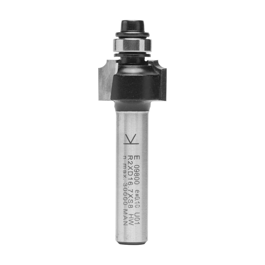 ENT 09800 Viertelstabfräser HW, Schaft (S) 8 mm, Durchmesser (D) 16,7 mm, NL 9,5 mm, R 2 mm, SL 32 m