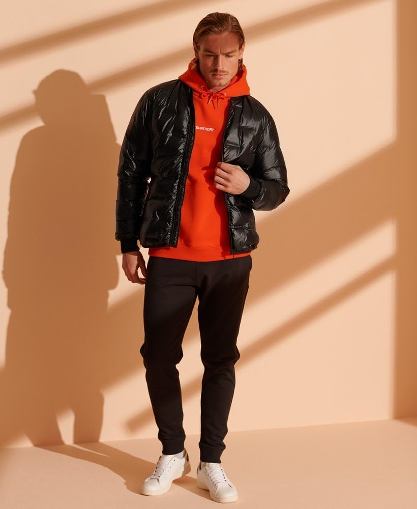 Superdry Herren Gewebte Daunen-Bomberjacke mit Steppdesign Schwarz L