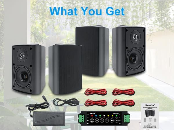 Herdio 4 Zoll Bluetooth Outdoor-Lautsprecher 400 Watt Wasserdicht Aussenlautsprecher für Garten, Ter