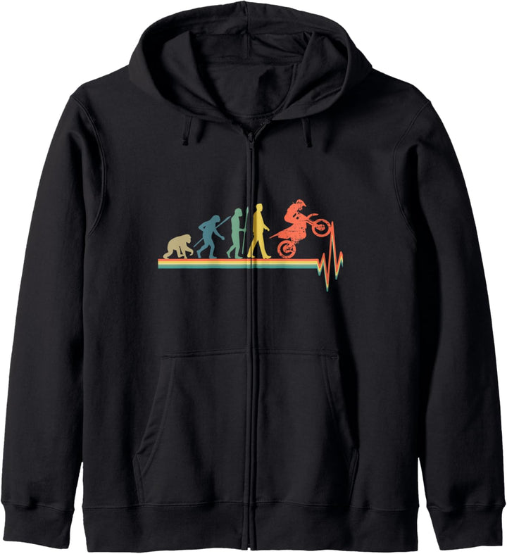 Vintage Motocross Evolution Dirt Bike Geschenk Herzschlag Kapuzenjacke