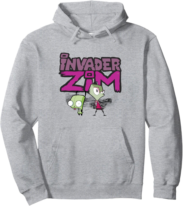 Invader Zim And GIR Watercolor Portrait Logo Pullover Hoodie