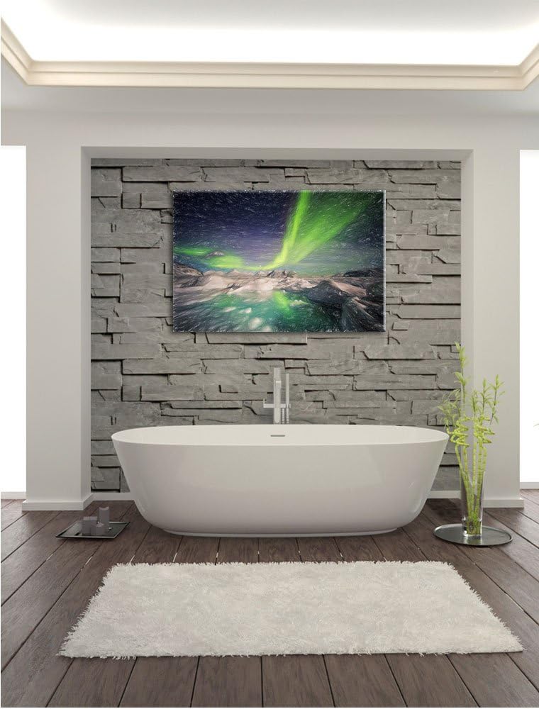 Pixxprint Polarlicht als Leinwandbild/Grösse: 100x70 cm/Wandbild/Kunstdruck/fertig bespannt, 100x70