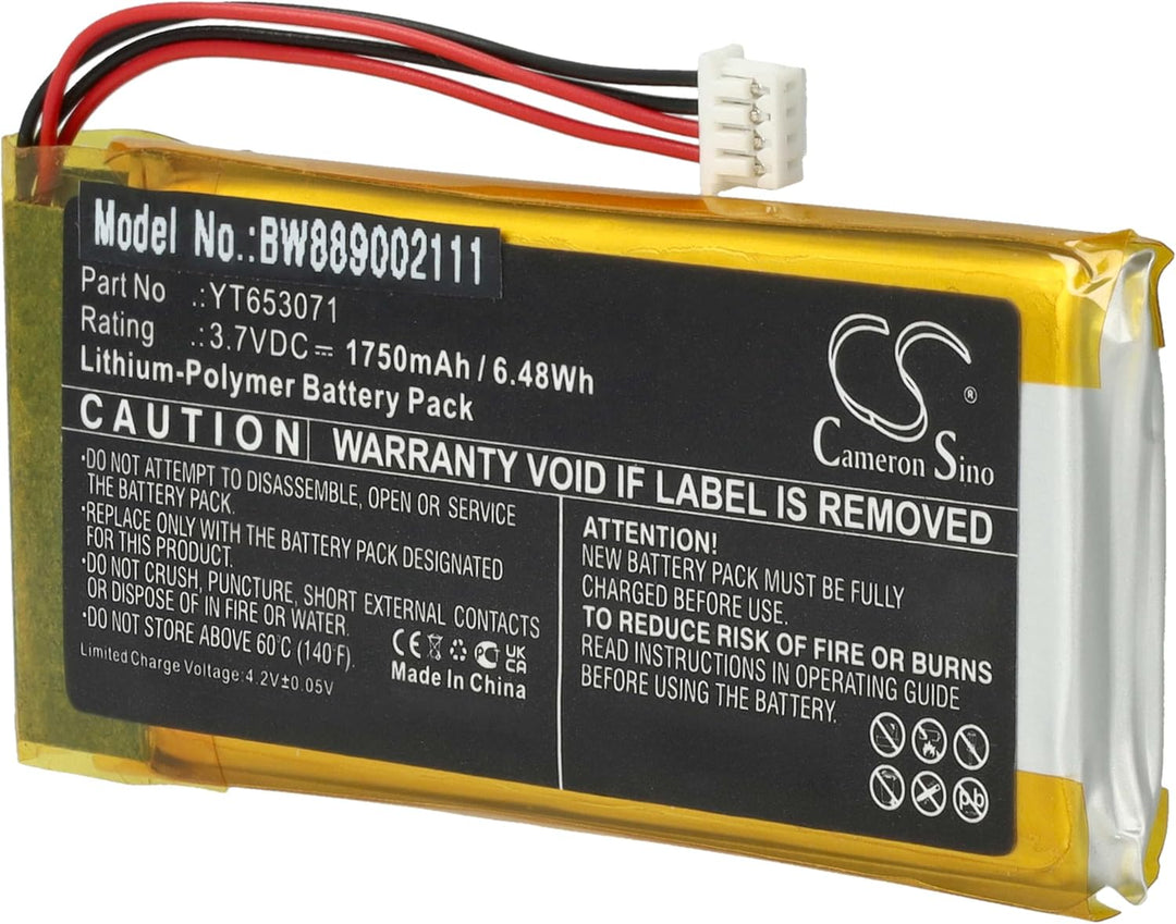 vhbw Akku Ersatz für xDuoo YT653071 für MP3-Player Musik Player (1750 mAh, 3,7 V, Li-Polymer)